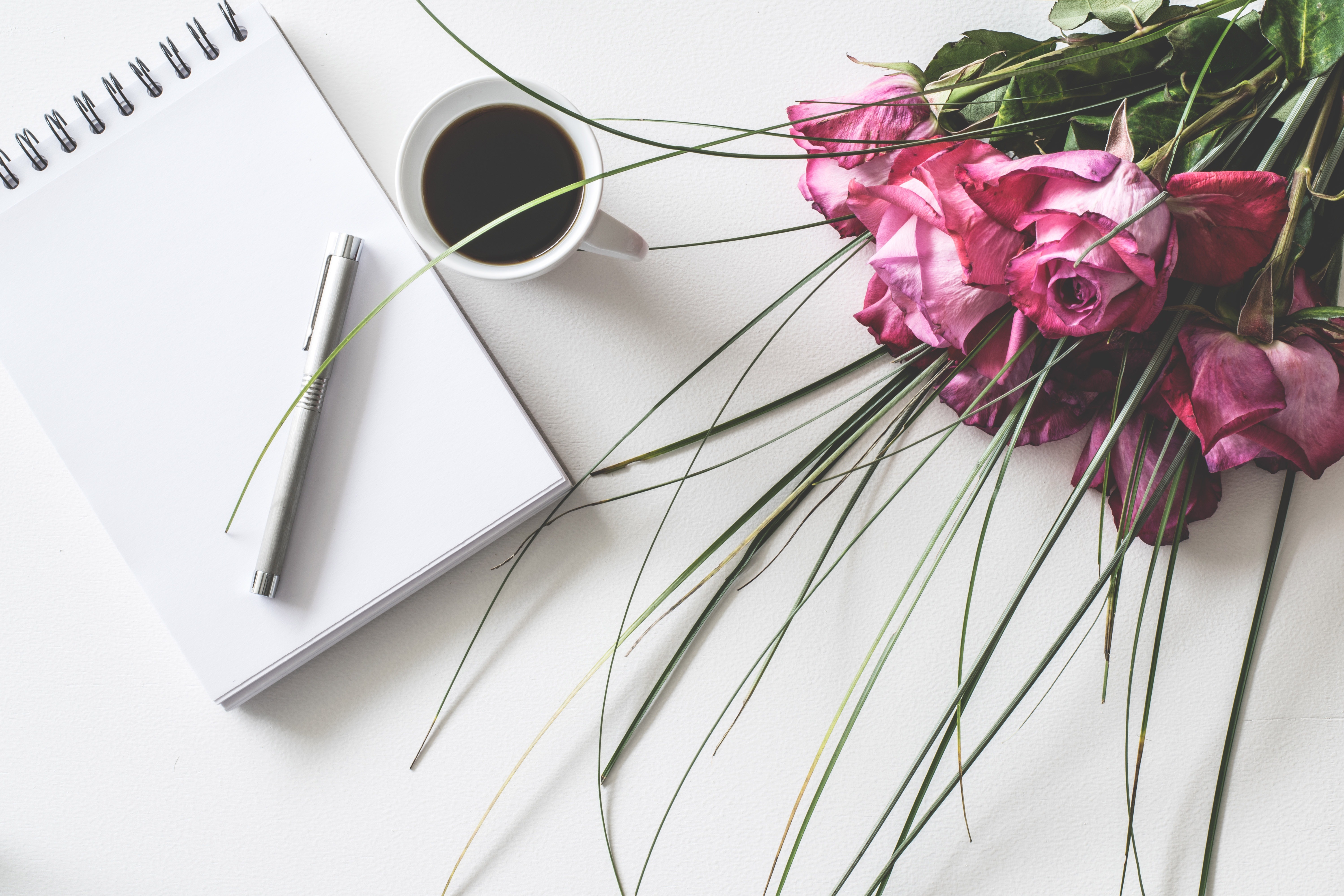 Notepad-coffee-flowers-writer